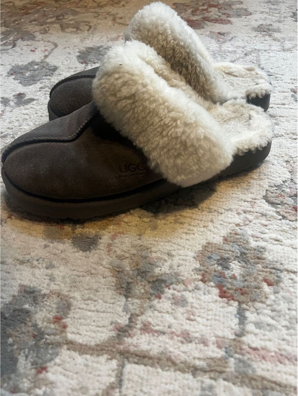 UGG Coquette Womens Brown Suede Slippers Slip On